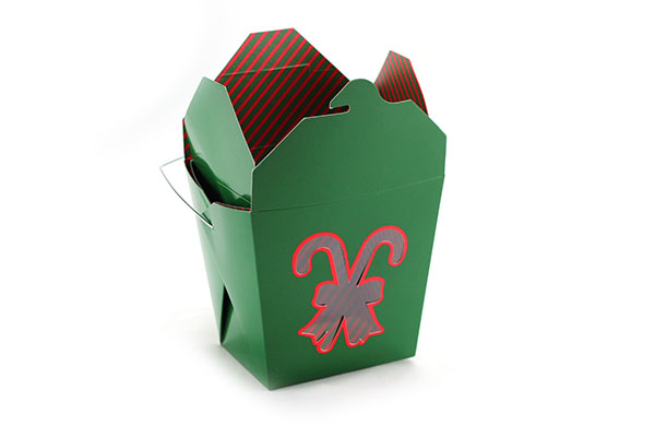 Large 2 pint Take Out Pail with Cut Out - Candy Canes (pack of 25)