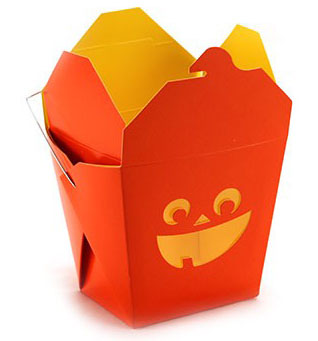 Large 2 pint Take Out Pail with Jack-o'-lantern Cut Out - Orange & Yellow (pack of 25)