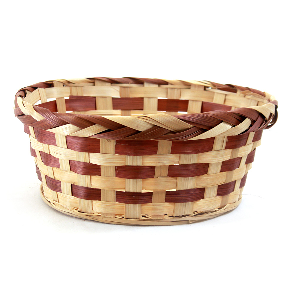 Paniers ronds en bambou bicolores