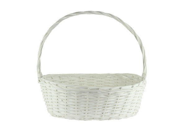 Oval White Split Willow Baskets with Handle