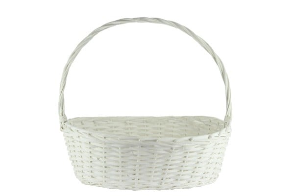 Oval White Split Willow Baskets with Handle