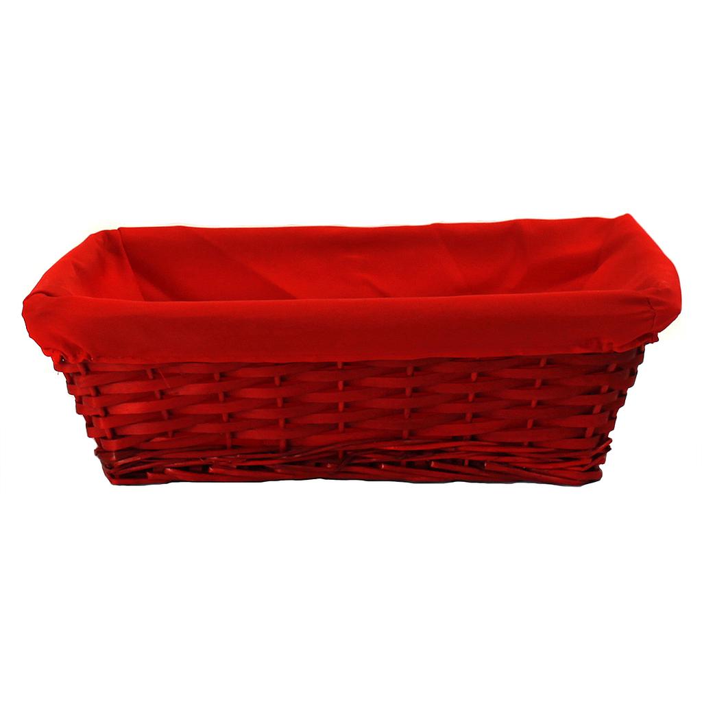 Paniers rectangulaires en osier rouge avec doublure rouge