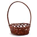 Panier rond en saule brun avec anse haute - 10" x 4"