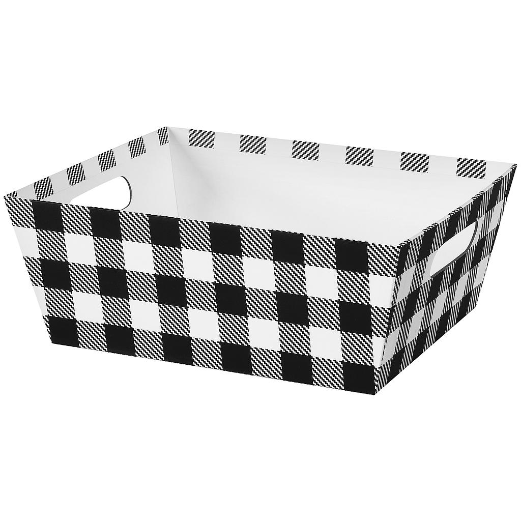 Market Trays - Black & White Plaid  12" x 9½'' x 4½"