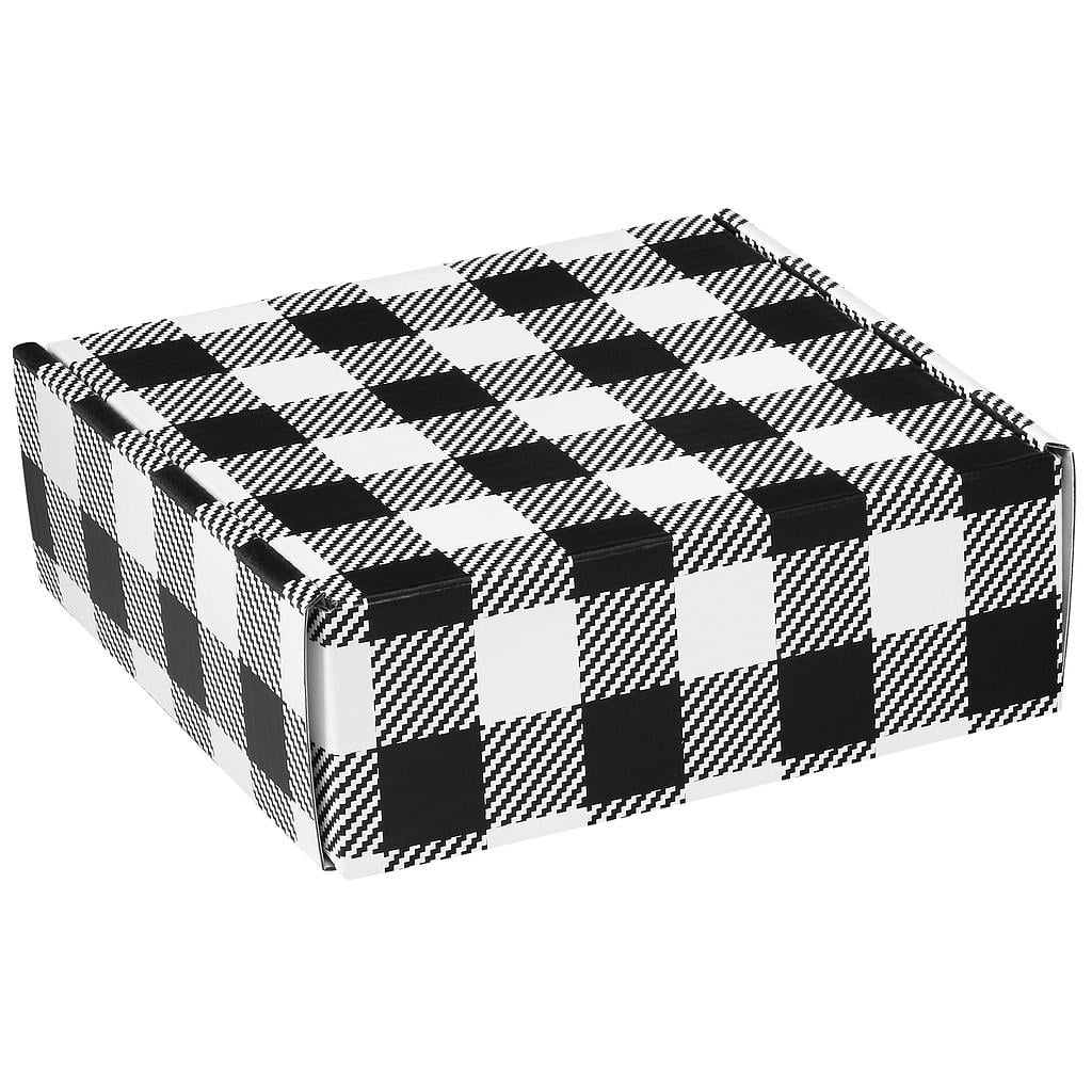 Mailer - Black & White Plaid   9" x 9" x 4"