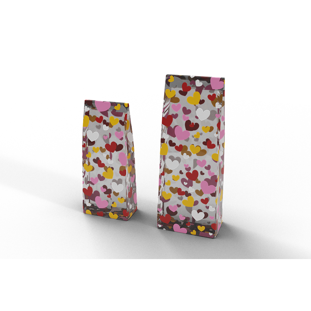 Printed Gusset Bags - Hearts - Packs of 100