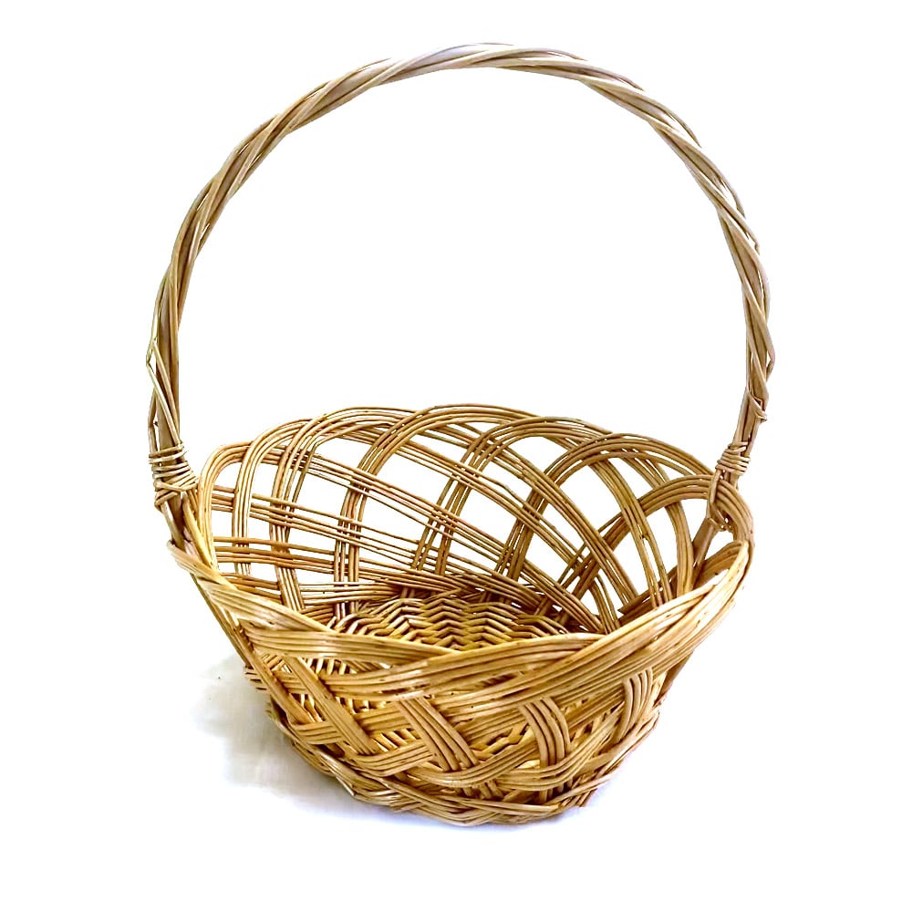 Panier rond en saule naturel avec anse - 8½" x 4"
