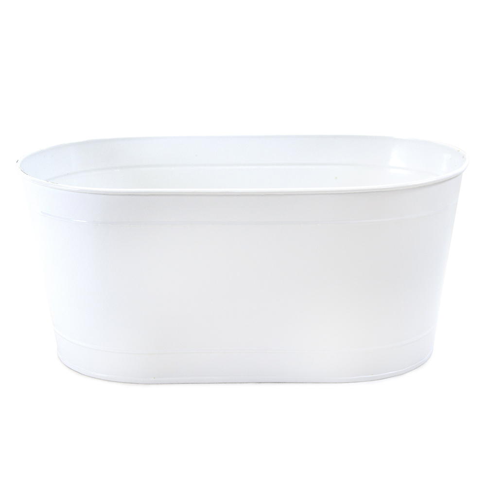 Oval Metal Container White 13½" x 7½" x 6"