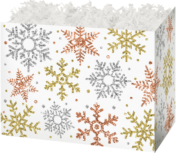 Gift Basket Boxes - Glitter Snowflakes