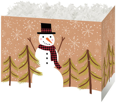 Gift Basket Boxes - Plaid Snowman