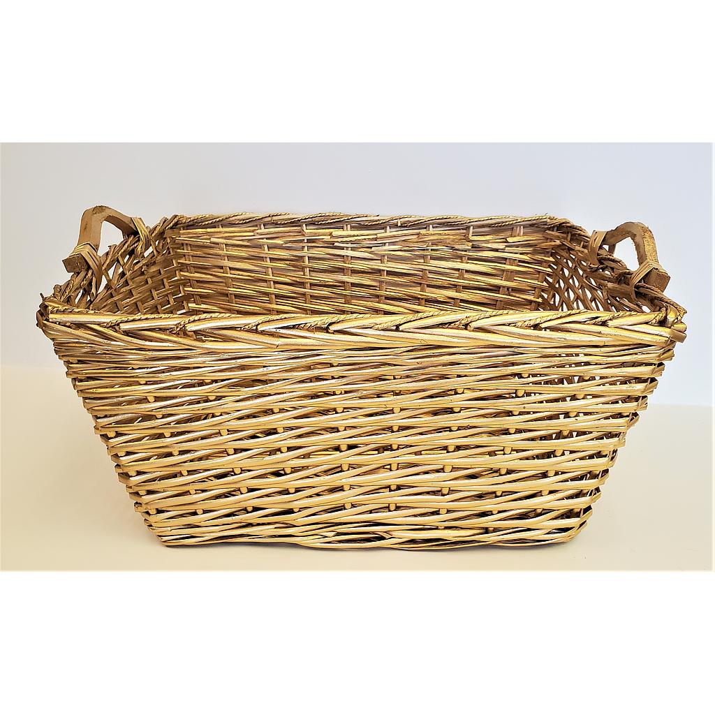 Gold Rectangular Willow Basket with Handles 