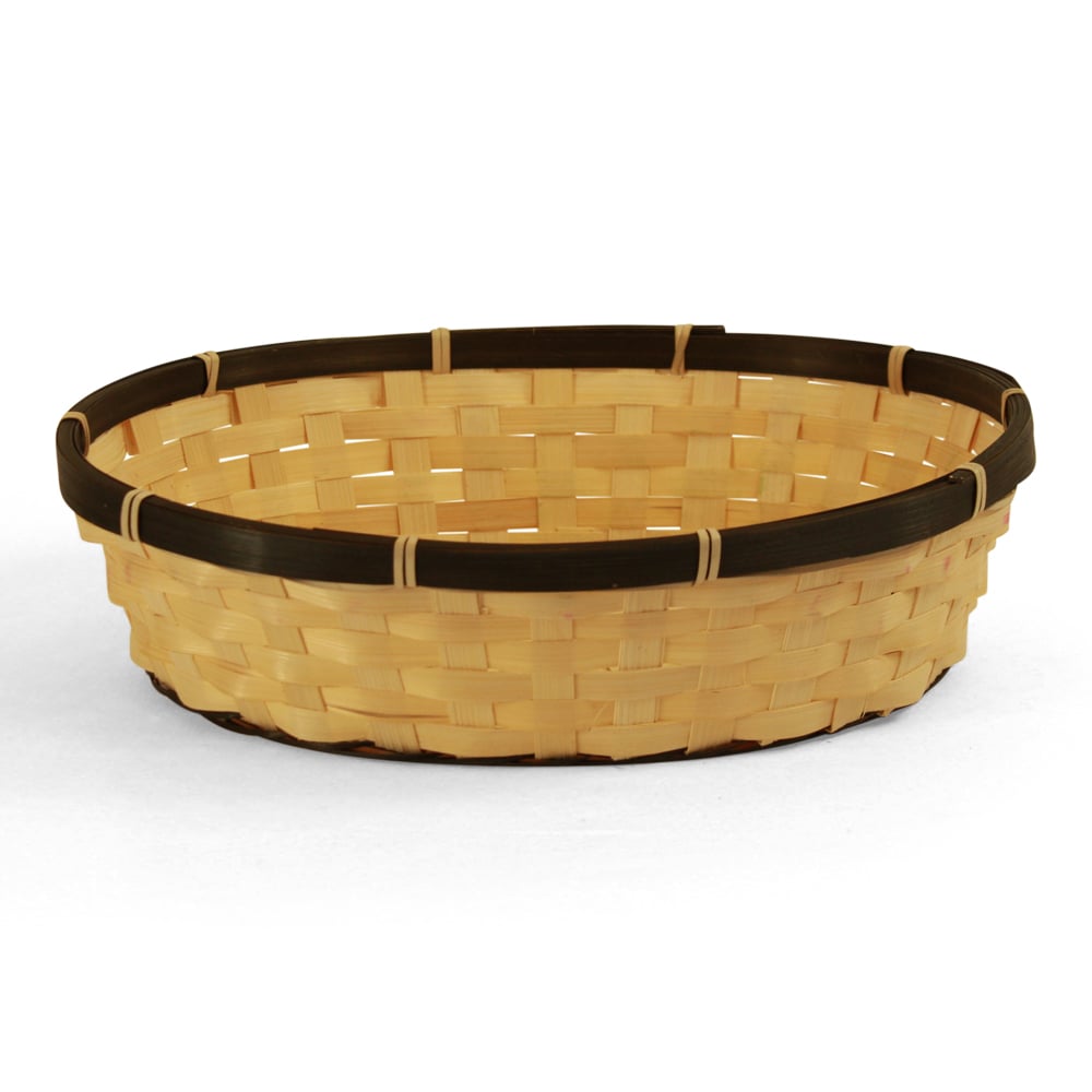 Oval Natural Bamboo Basket with Black Trim - 12½" x 9½" x 3"