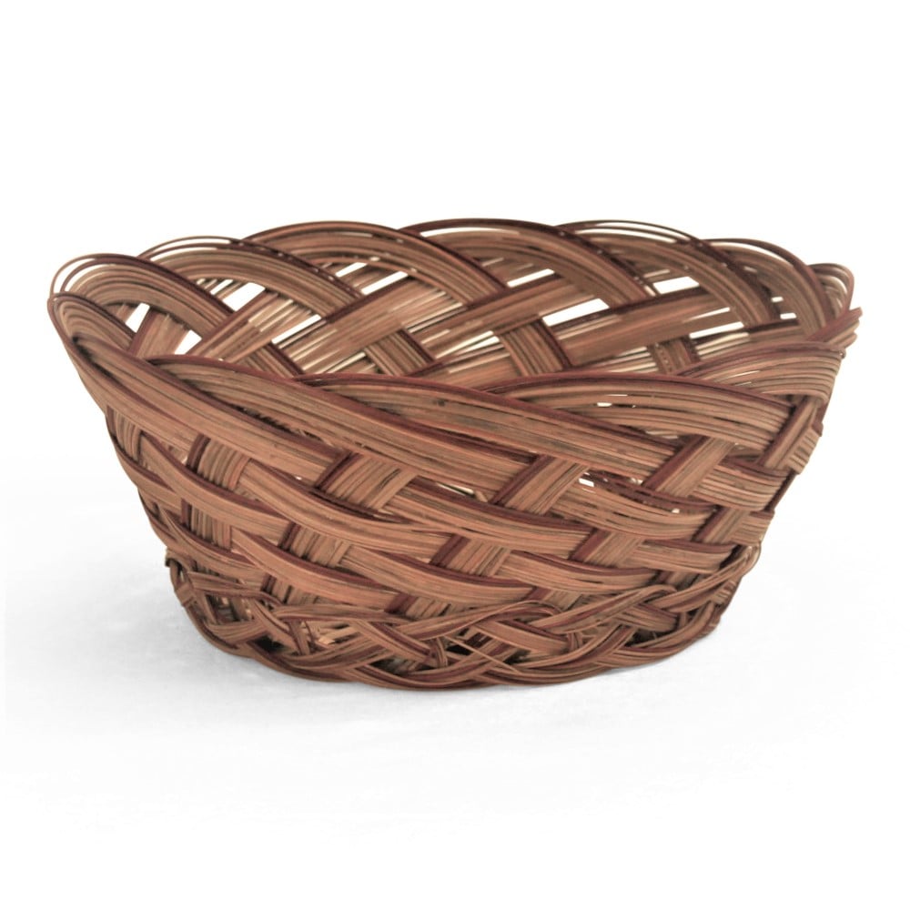 Round Natural Coco Midrib Baskets with Red Accent 