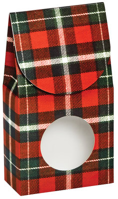 Petite boîte gourmet avec fenêtre - Plaid de Noël  3½" x 1¾" x 6½"
