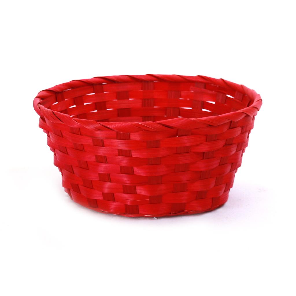 Round Red Bamboo Basket - 9" x 4"
