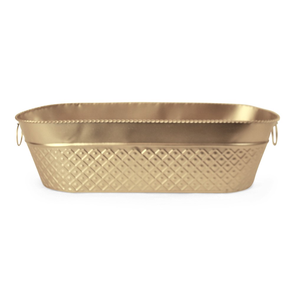 Oval Metal Container with Handles - Matte Gold 19½" x 9" x 6"
