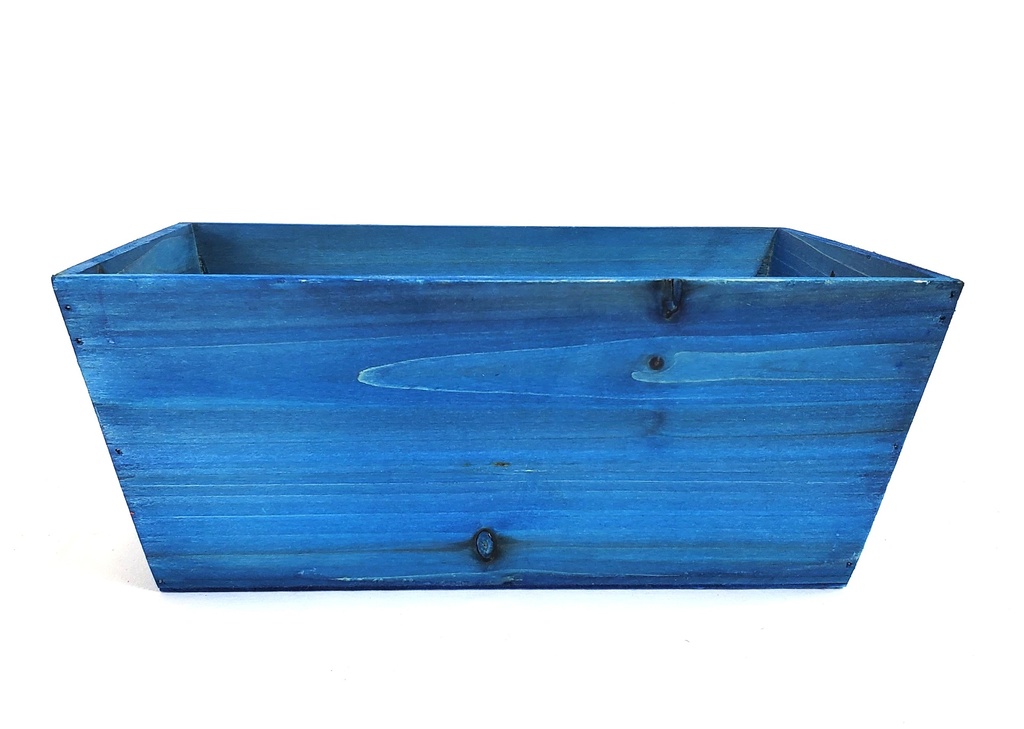 Contenant rectangulaire en bois patiné bleu  13" x 9" x 5"