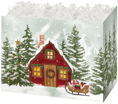 Gift Basket Box - Christmas Cottage  6¾" x 4" x 5"