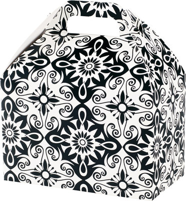 [42334] Gable Box - Black & White Medallions  8 1/2" x 5" x 5 1/2"