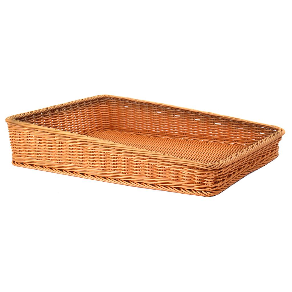 [SR39BR] Synthetic Angled Rectangular Brown Basket - 17¾'' x 23½'' x 2½''/ 4¾''