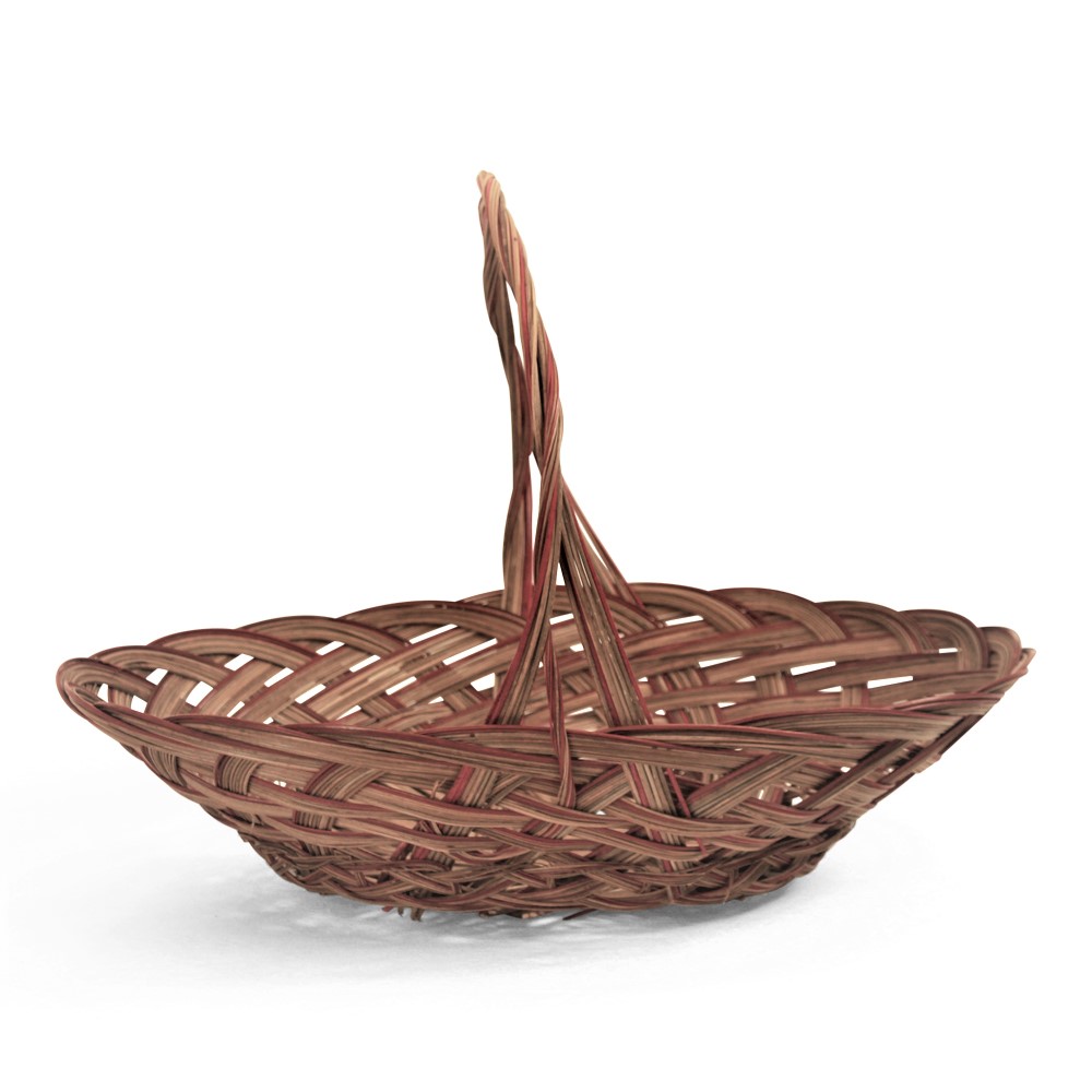 [YZ-17] Oval Natural Fireside Coco Midrib Basket with Red Accent - 17'' x 13'' x 4½''  