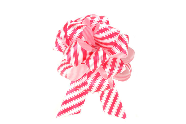[815Peppermint] Choux magiques satinés de 5" - Rayures rouges et blanches (paquet de 50)