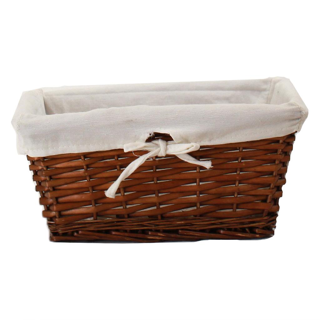 [5900BR] Rectangular Brown Willow Basket with Beige Lining 12" x 8½" x 5½"