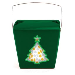 [JN3299] Large 2 pint Take Out Pail with Christmas Tree Cut-Out - Dark Green