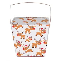 [JN1697] Medium 1 pint Take Out Pail - Rudolph the Reindeer (pack of 25)