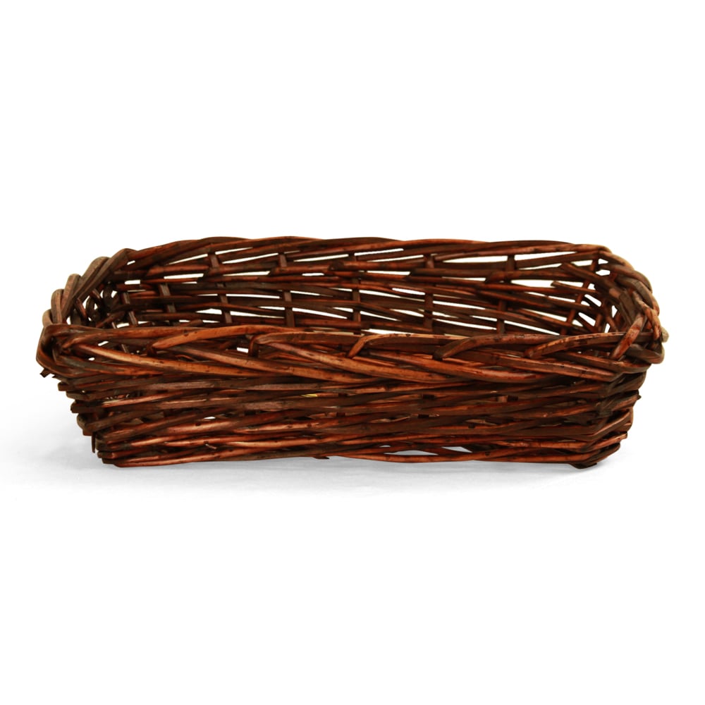[6140] Rectangular Brown Willow Basket - 16" x 12" x 4"