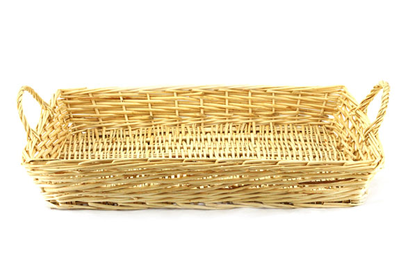 [500] Rectangular Natural Willow Tray with Handles - 19" x 14" x 3"