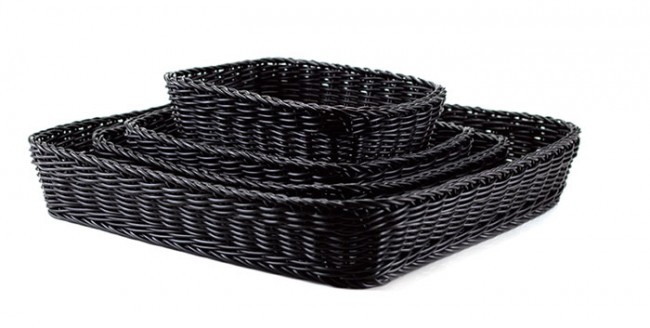 Synthetic Rectangular Black Baskets