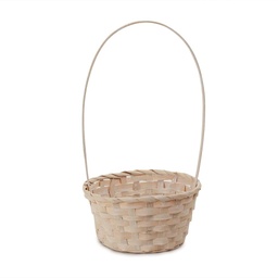 Round Antique White Bamboo Baskets with High Handle