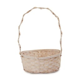 [AX700 [1-5]] Round Antique White Bamboo Baskets with High Handle
