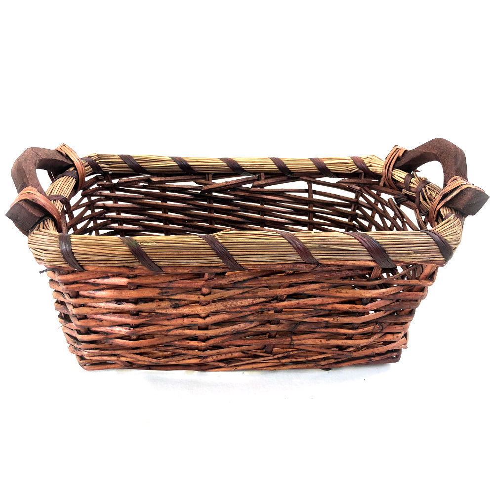 Rectangular Three Tone Willow Baskets with Handles 