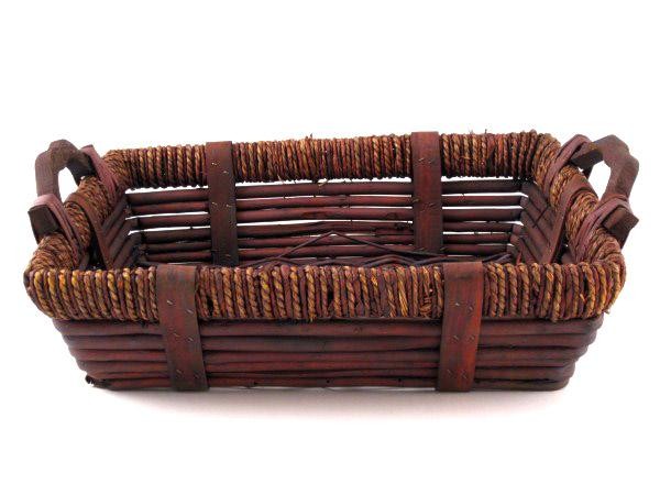 Rectangular Three Tone Willow Baskets with Handles