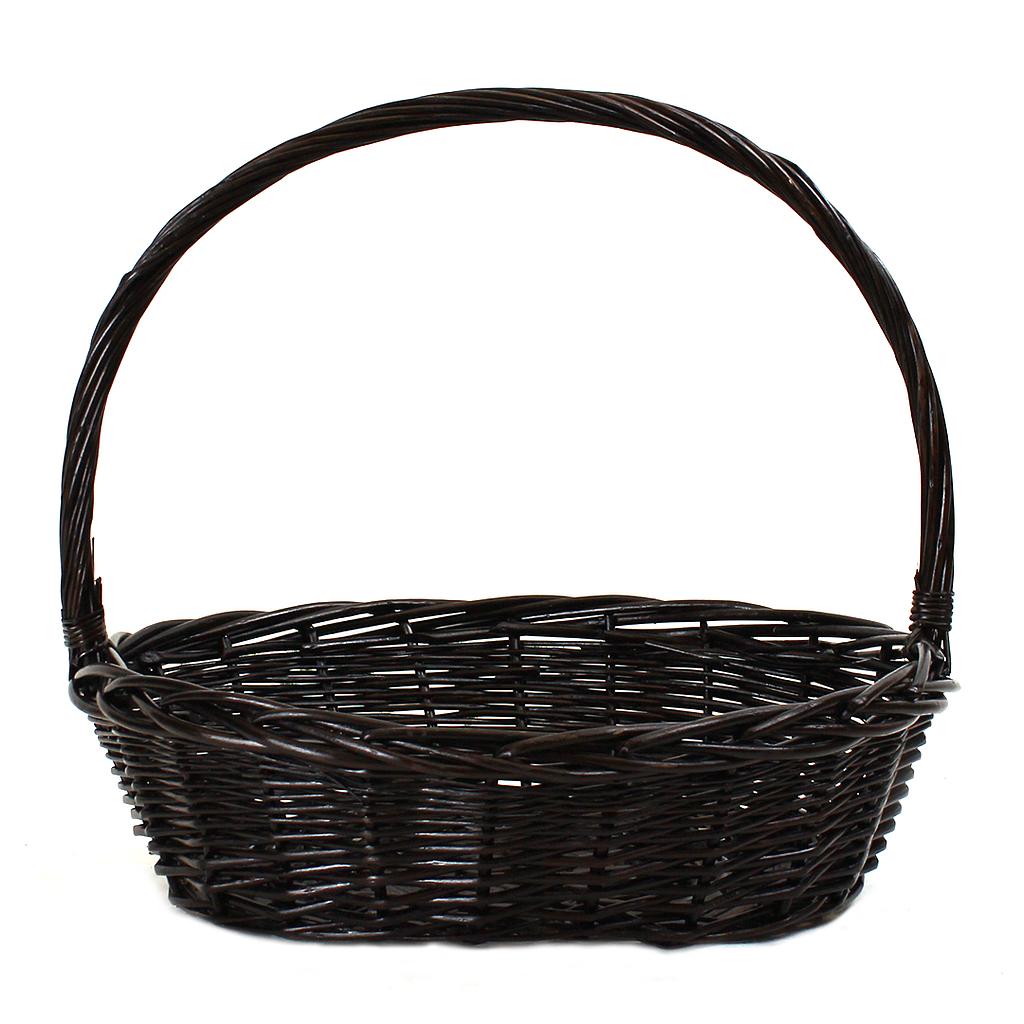 Oval Dark Brown Willow Baskets with Handle 