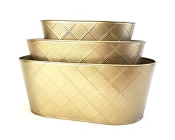 Oval Metal Container Gold 13'' x 8'' x 6''