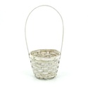 Round Natural Bamboo Mini Basket with High Handle - 5" x 4"