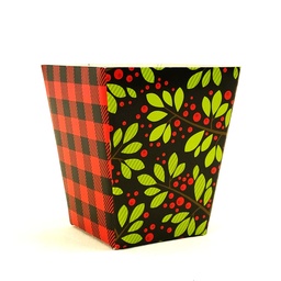 [45348C] Boîte doux festin - Houx en plaid 4" x 4" x 4½"