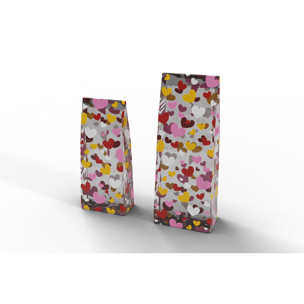 Printed Gusset Bags - Hearts - Packs of 100