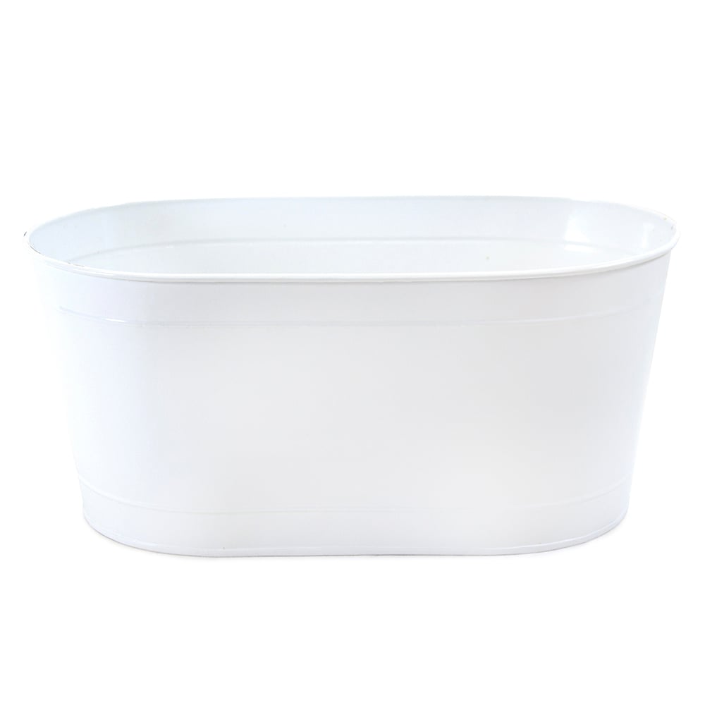 [7990WH] Oval White Metal Container  13½" x 7½" x 6"