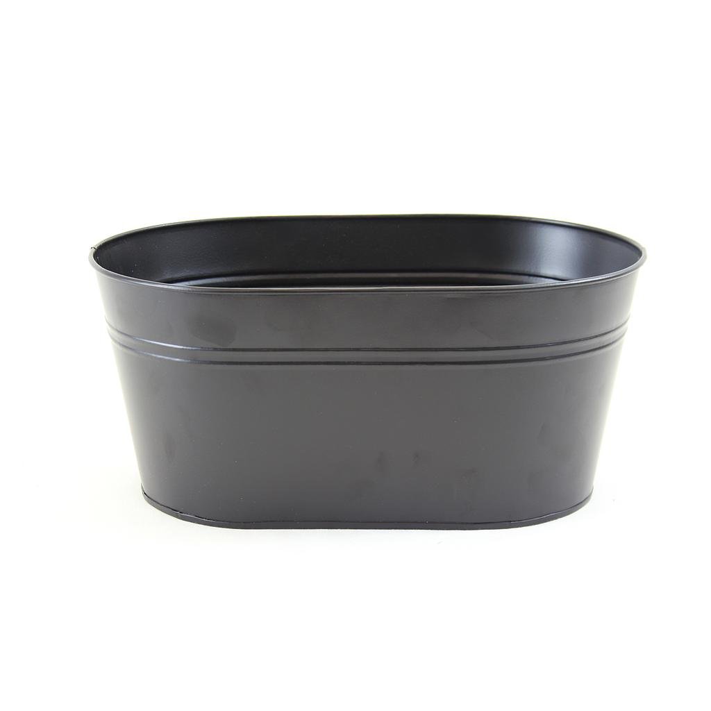 [FZ445] Oval Metal Container Black 13" x 8" x 6"