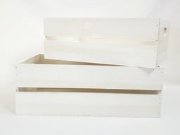 Rectangular White-washed Weathered Wood Crates with Handles