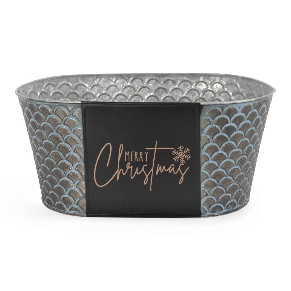 [FZ060] Oval Metal Container "Merry Christmas"  13" x 8" x 6"