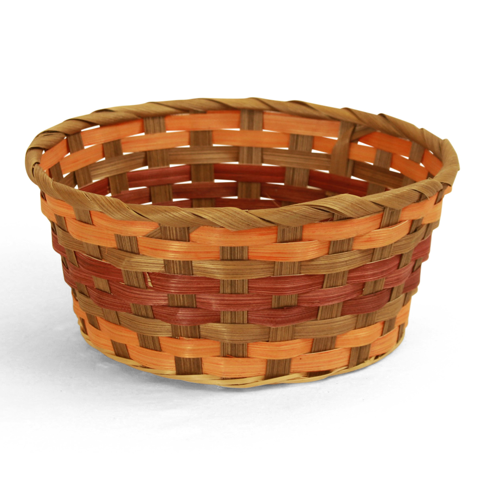 [AX611] Round Three-Tone Bamboo Basket - 9" x 4"