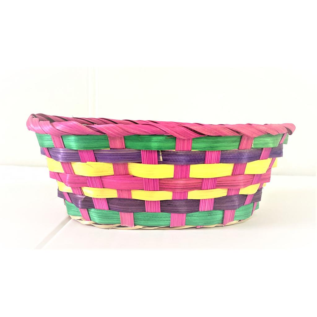 [AX840] Oval Multicolor Bamboo Basket - 9½" x 6½ x 3½"