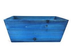 [CH323] Rectangular Blue Weathered Wood Container  13" x 9" x 5"