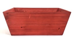 [CH313] Contenant rectangulaire en bois patiné rouge  13" x 9" x 5"